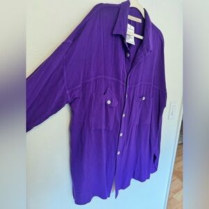 NEW Jules of Morocco Womens Boyfriend Oversized Button Down One Size Purple NWT